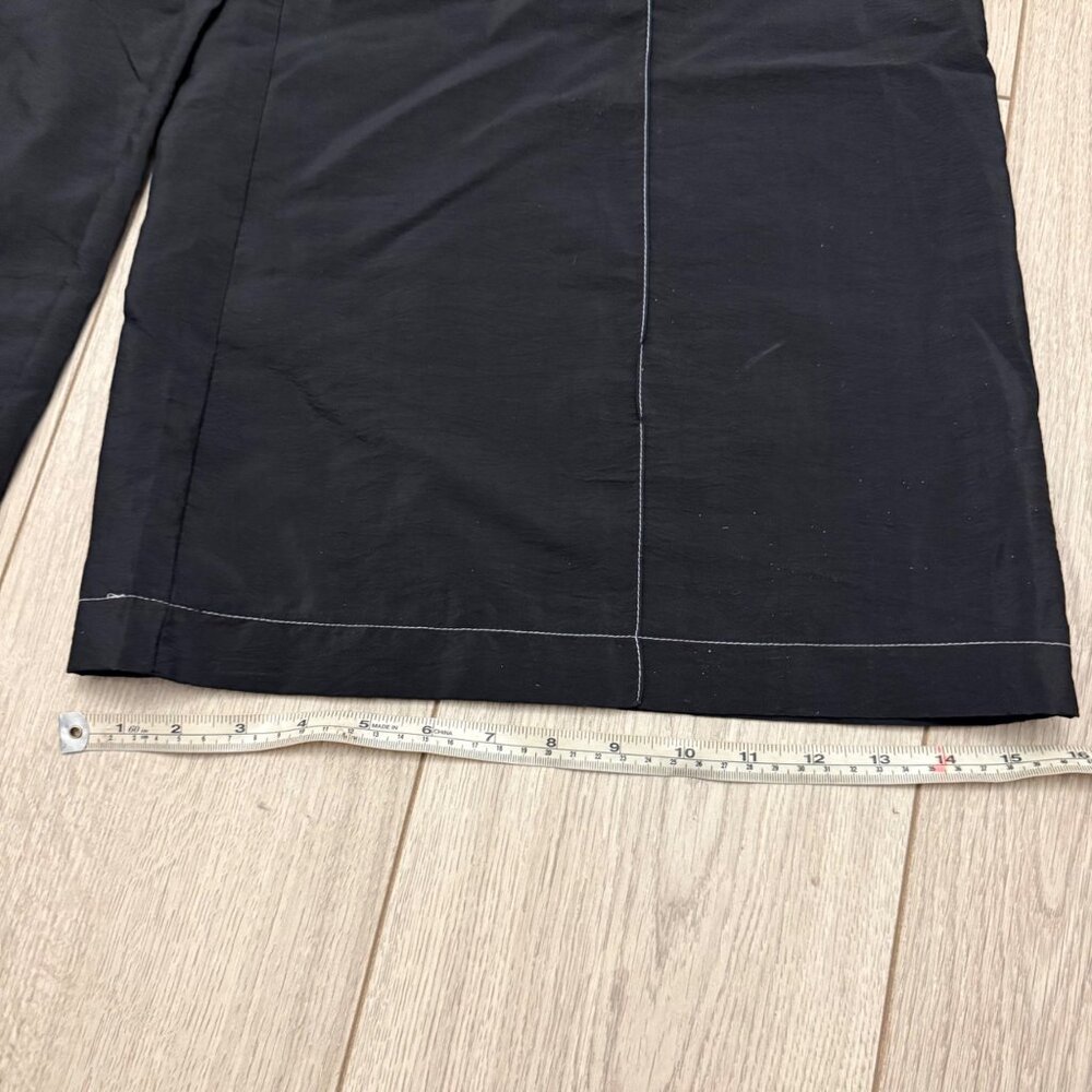 Reclaimed Vintage Unisex Wide Leg Pants L /US 8 Black High Waist Contrast Stitch - Picture 10 of 10